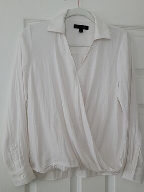Banana Republic White Silk Wrap-Front Blouse